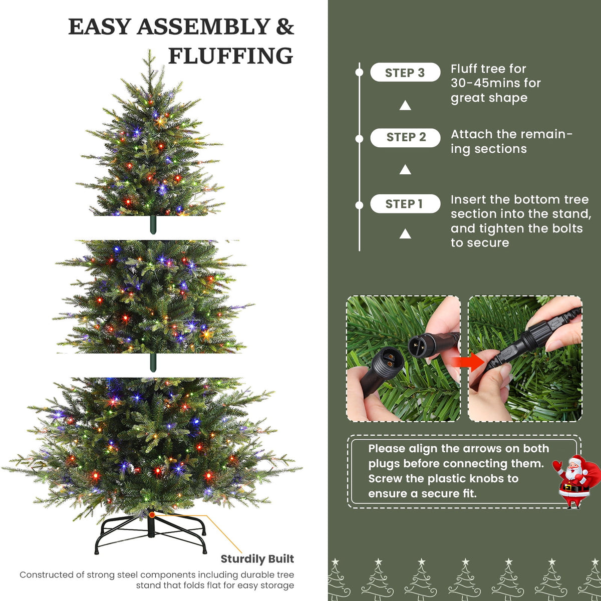 Lolsea 7ft Prelit Aspen Noble Fir Artificial Christmas Tree with Remote Control, Timer and Warm White & Multicolor LED Lights