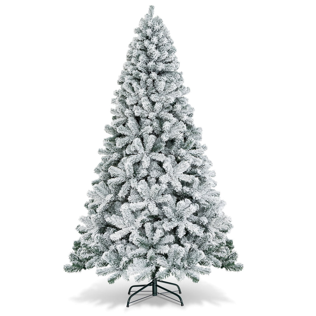 Gymax 9ft Snow Flocked Hinged Artificial Christmas Tree Unlit Holiday Decor