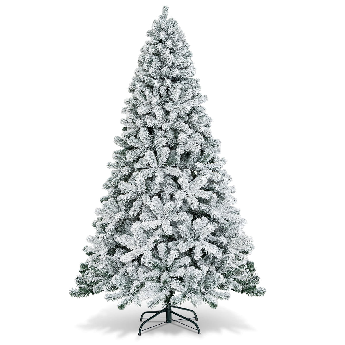 Gymax 9ft Snow Flocked Hinged Artificial Christmas Tree Unlit Holiday Decor