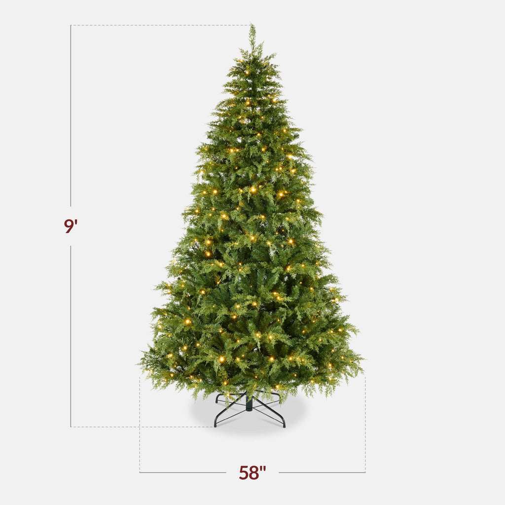 Best Choice Products Pre-Lit Cedar Cypress Christmas Tree w/Twinkling Lights, 6ft Holiday Decor, White & Multicolor LEDs