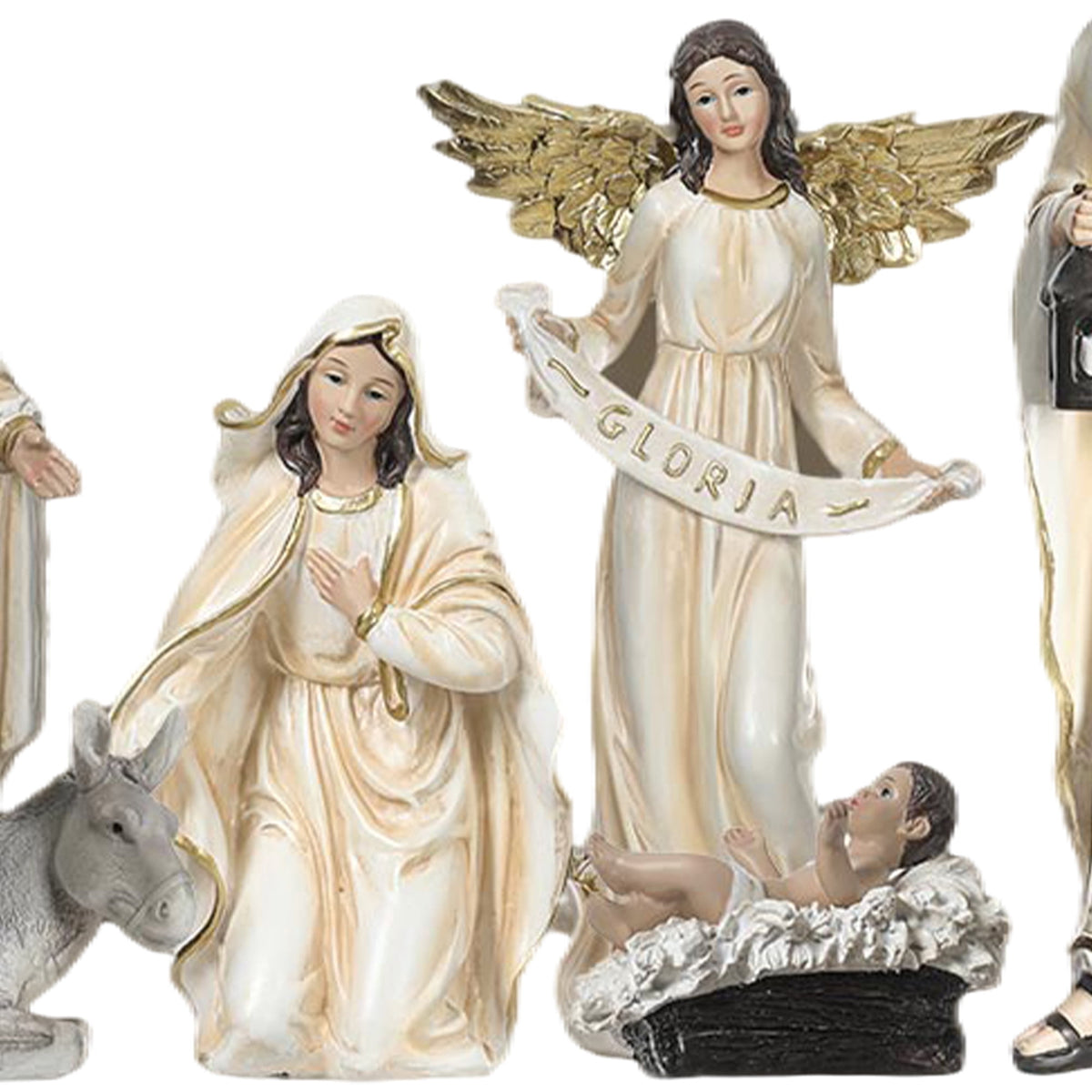 Ultym Nativity Set 12 inch 11 Piece Resin Christmas Nativity Scene Indoor Tabletop Figurines Ivory White