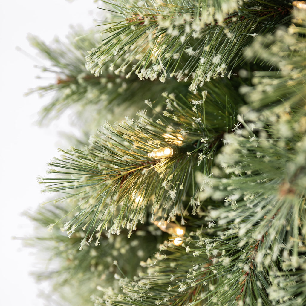 7' Pre-Lit Shelton Cashmere Pencil Fir Green Artificial Christmas Tree with 300 Warm White LED Lights and Stand, by Holiday Time