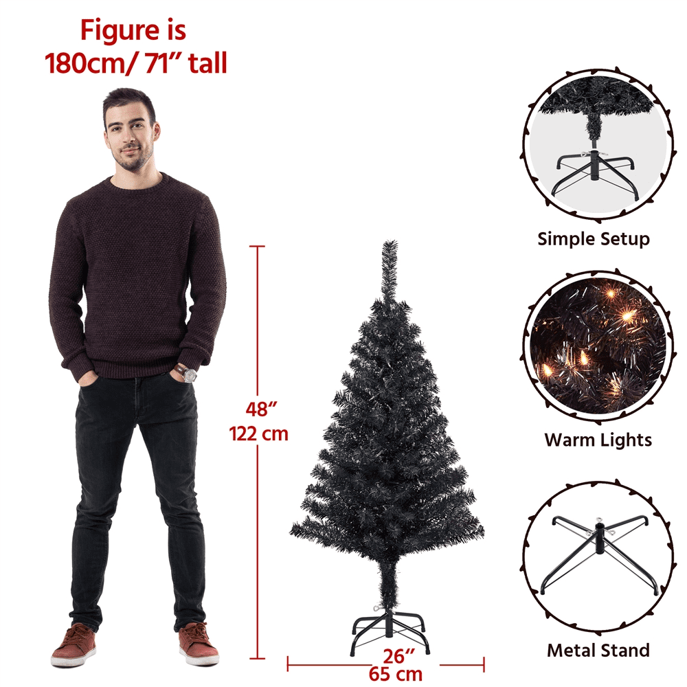 Alden Design 7.5ft Pre-Lit Fir Artificial Christmas Tree with Foldable Stand, White
