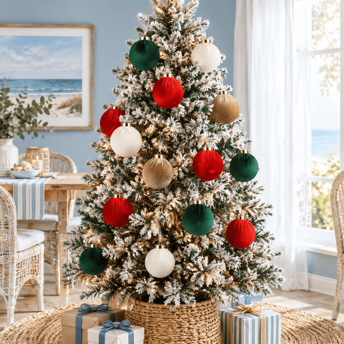 Christmas Ornaments Balls For Tree - 15pink & Teal Shatterproof Xmas Decorations Multicolor Beige 80mm 3.15inch
