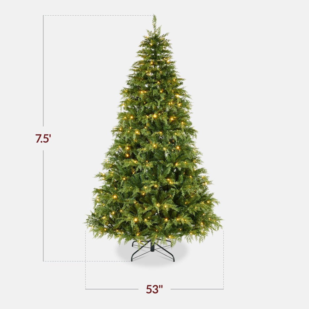 Best Choice Products Pre-Lit Cedar Cypress Christmas Tree w/Twinkling Lights, 6ft Holiday Decor, White & Multicolor LEDs