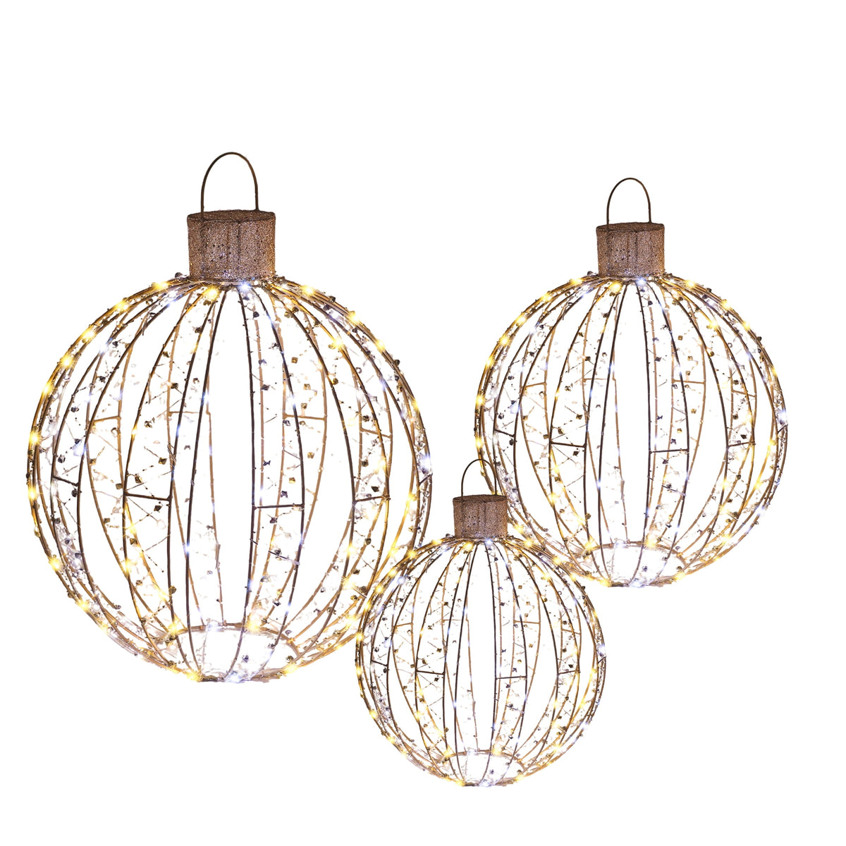 Starfree 24-inch Light Balls Lighted Christmas Yard Decor 3-Piece Christmas Hanging Ornaments LED Twinkling Tree Lights for Patio & Lawn