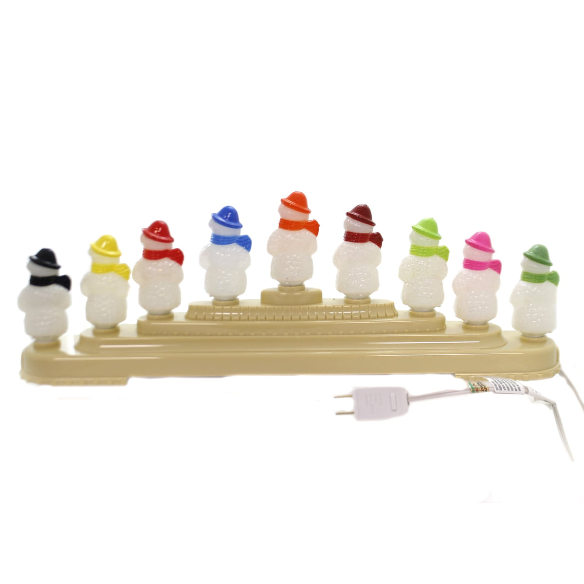 Shiny Brite Snowman Candolier Plastic Electric 9 Lights Christmas 4027595