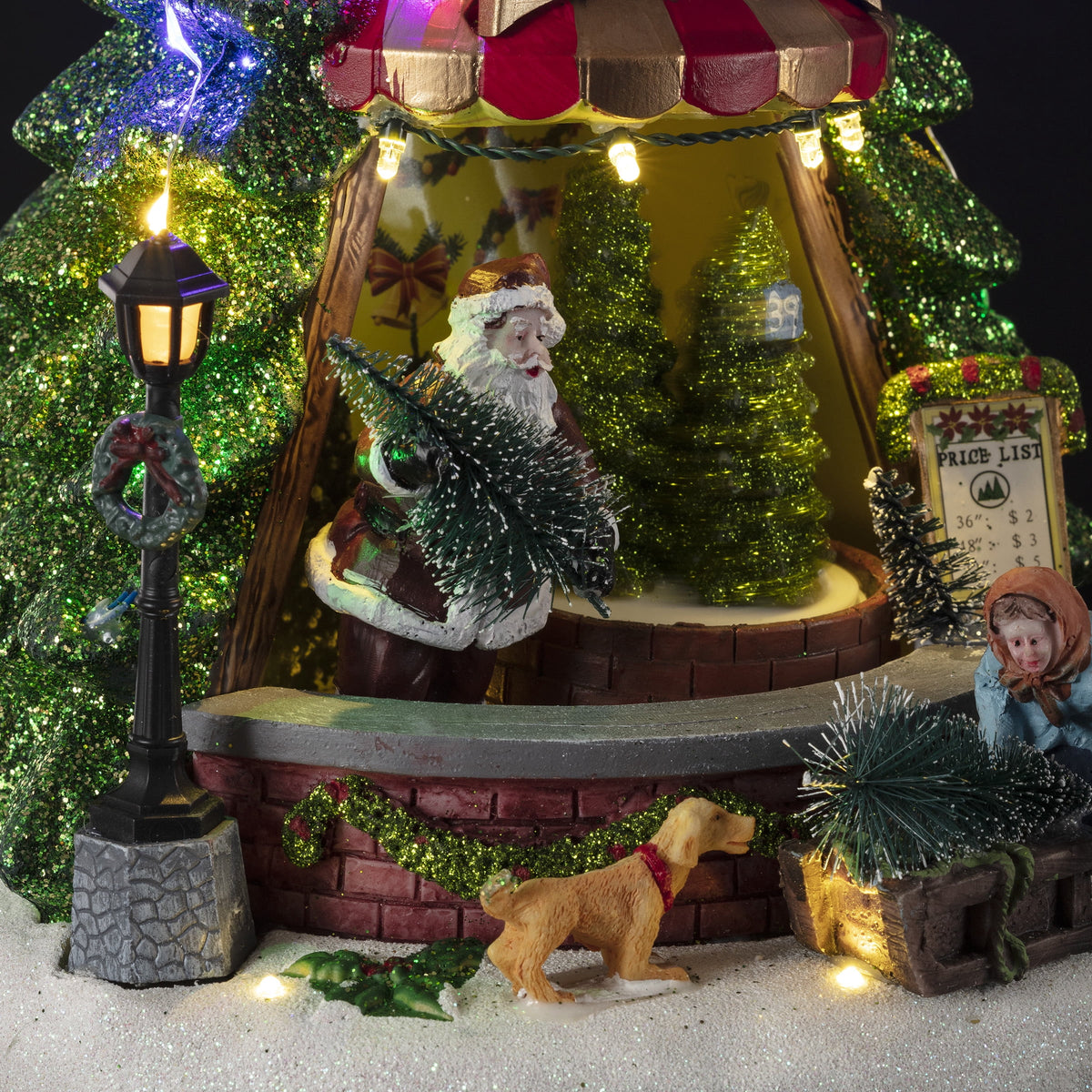 Alpine Corporation Animated Children Playing in Christmas Village Holiday Tabletop Decor with 26 Multicolor LED Lights and 5.9' Cord, 17" L x 11" W x 9" H