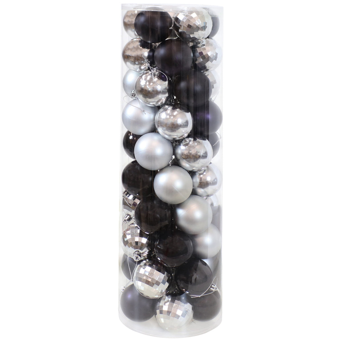 Sunnydaze Modern Holiday Black/Silver Plastic Christmas Ornament Balls, 300 Count