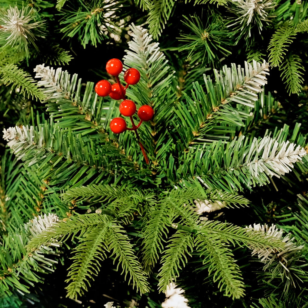 Yexmas 7.5ft Pre-Lit Artificial Christmas Trees,Green Xmas Tree with Large Christmas Tree Storage Bag, Berries, Realistic Artificial Christmas Trees for Home, Office, Party Decoration