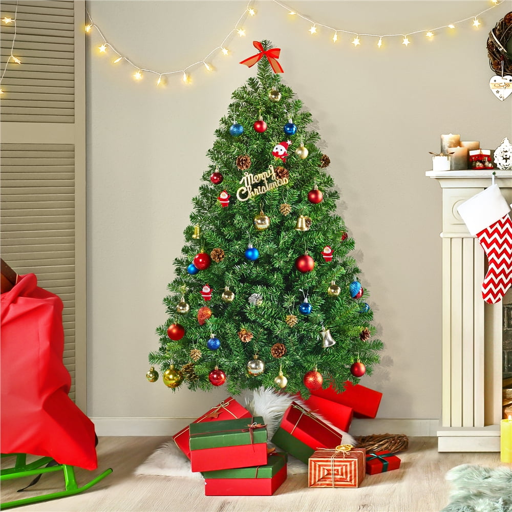 Alden Design 7.5ft Pre-Lit Fir Artificial Christmas Tree with Foldable Stand, White
