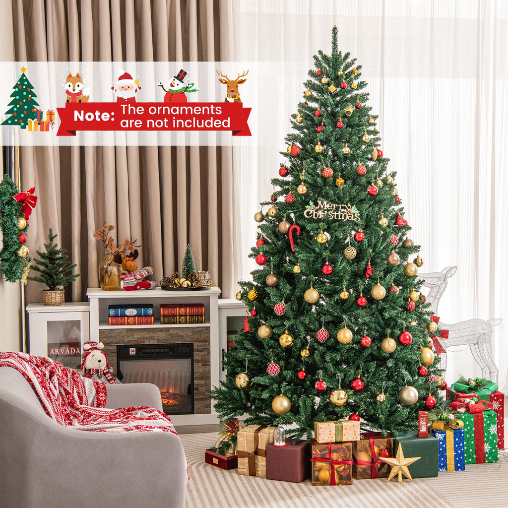 Gymax 7.5 FT Artificial Christmas Tree Hinged Christmas Tree w/ 2254 Lush Branch Tips