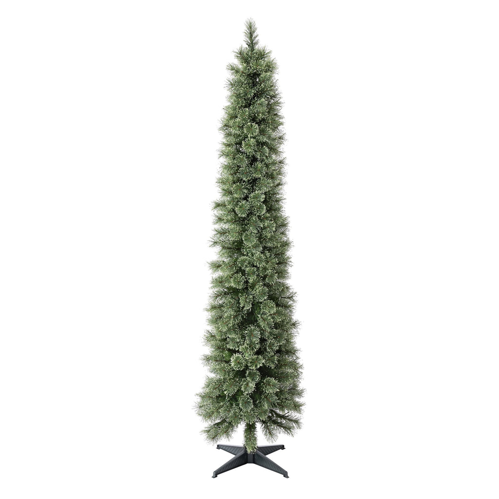 7' Pre-Lit Shelton Cashmere Pencil Fir Green Artificial Christmas Tree with 300 Warm White LED Lights and Stand, by Holiday Time