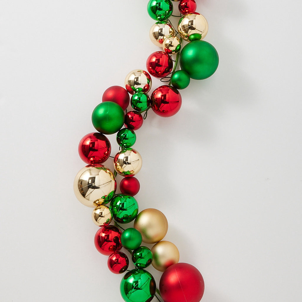 RAZ Imports 4' Gold Large Ball Ornament Shatterproof Christmas Garland