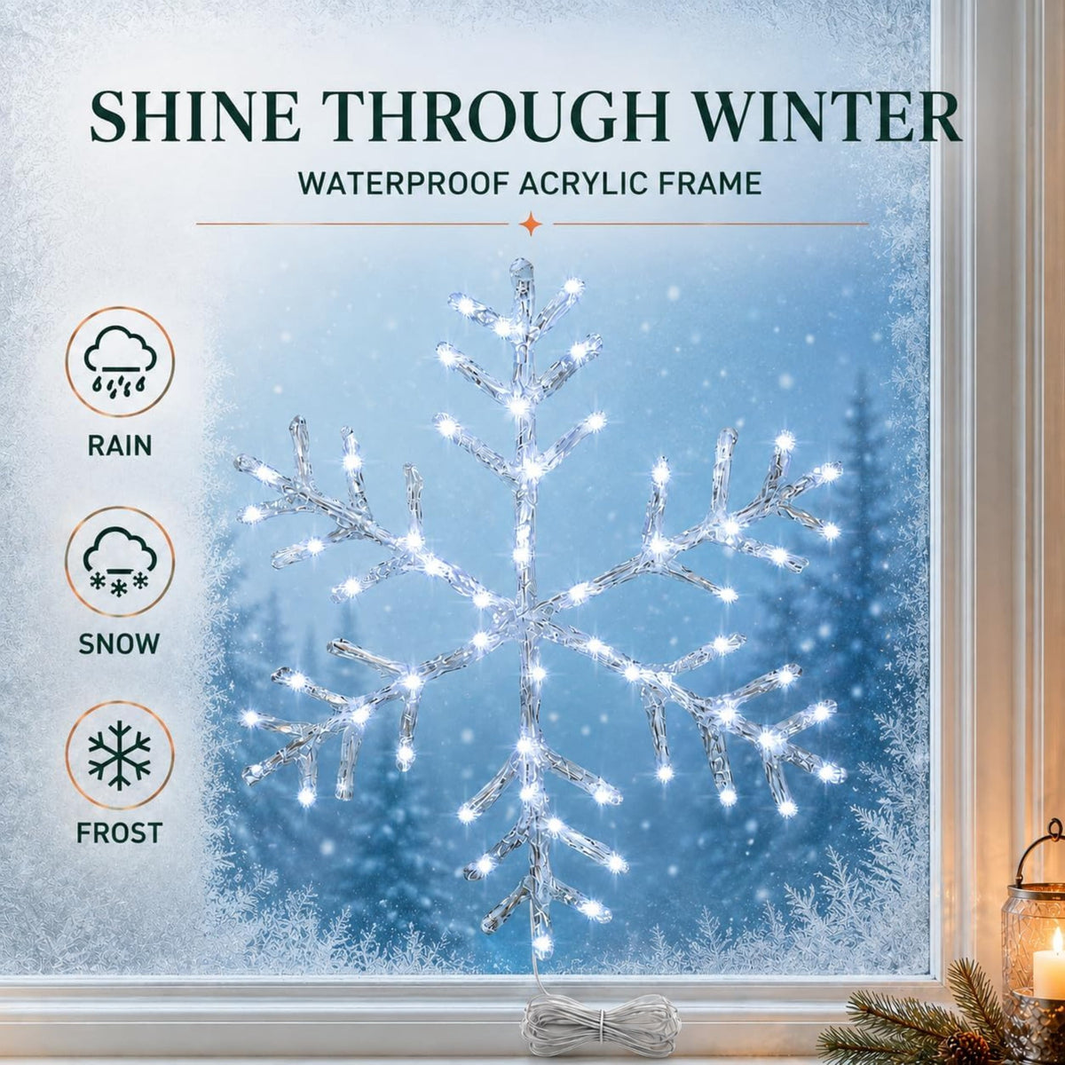 Christmas Snowflake LED Light Hanging Ornament Light Up Snow Flake Decorations Glowing Lighted Winter Holiday Decor Christmas Decoration