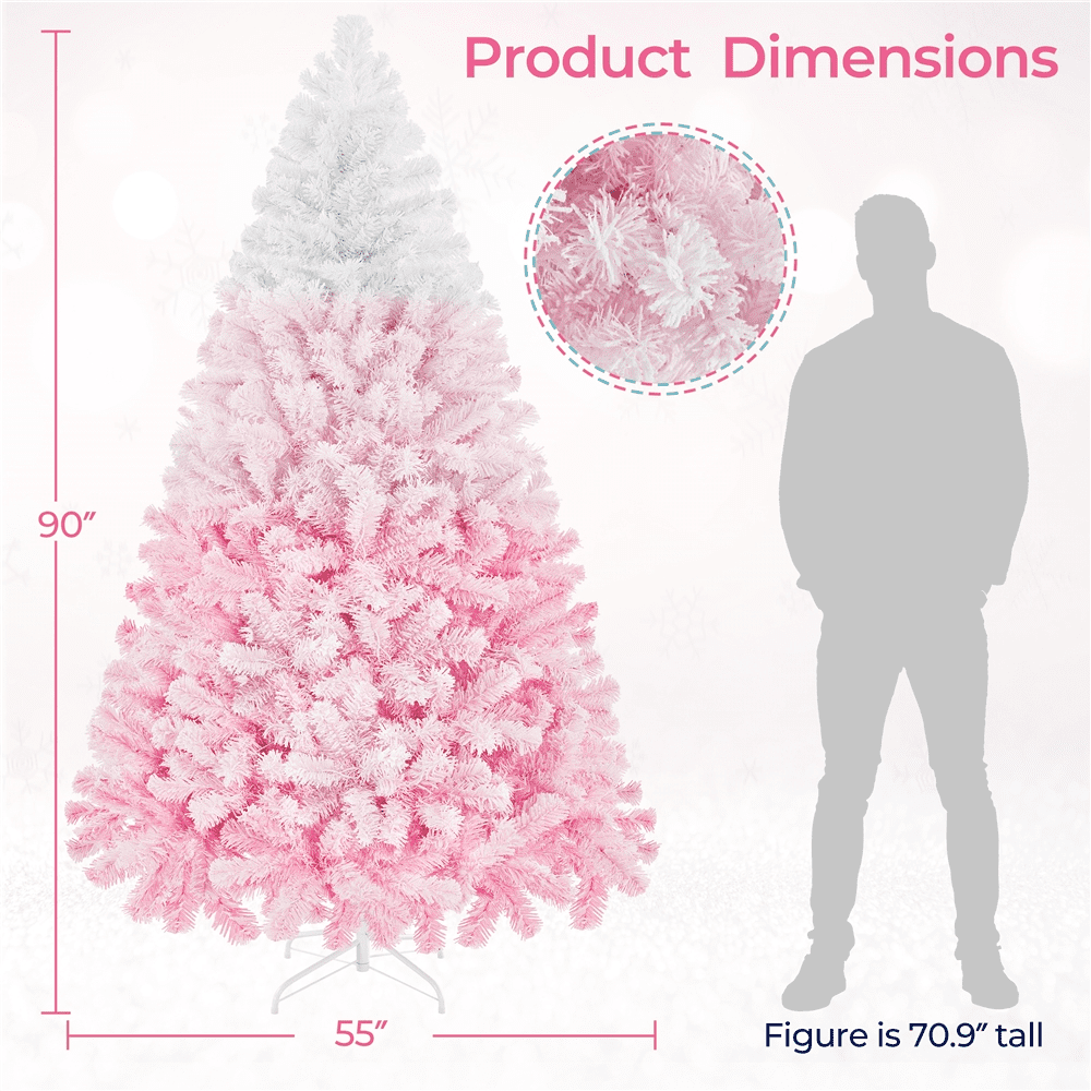 Alden Design 7.5 ft Pre-Lit Flocked Christmas Tree with Warm Lights, Frosted White