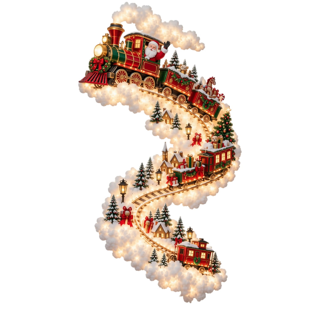 5Pcs Christmas Stair Banister Decoration Lighted Santa Snow Scene Garland for Stair Railing Indoor Holiday Home Ornament