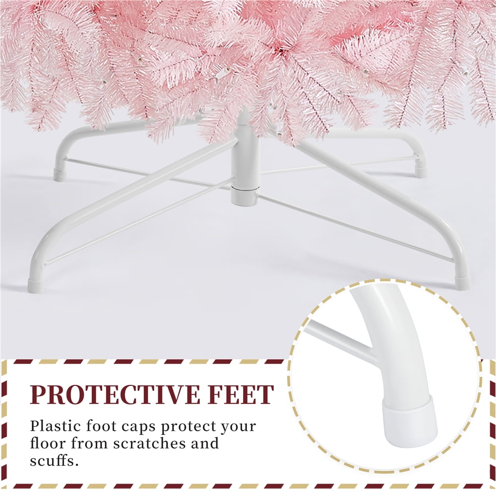 Alden Design 7.5ft Pre-Lit Fir Artificial Christmas Tree with Foldable Stand, White