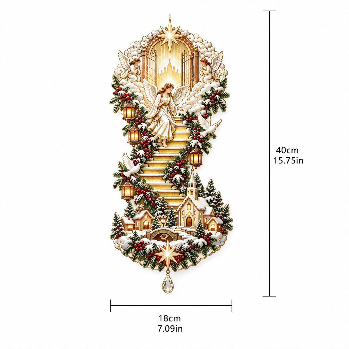 5Pcs Christmas Stair Banister Decoration Lighted Santa Snow Scene Garland for Stair Railing Indoor Holiday Home Ornament