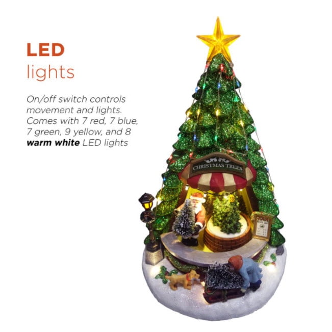 Alpine Corporation Animated Children Playing in Christmas Village Holiday Tabletop Decor with 26 Multicolor LED Lights and 5.9' Cord, 17" L x 11" W x 9" H