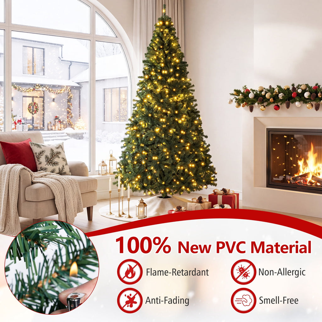 Costway 6Ft Pre-Lit Artificial Christmas Tree Hinged 350 LED Lights