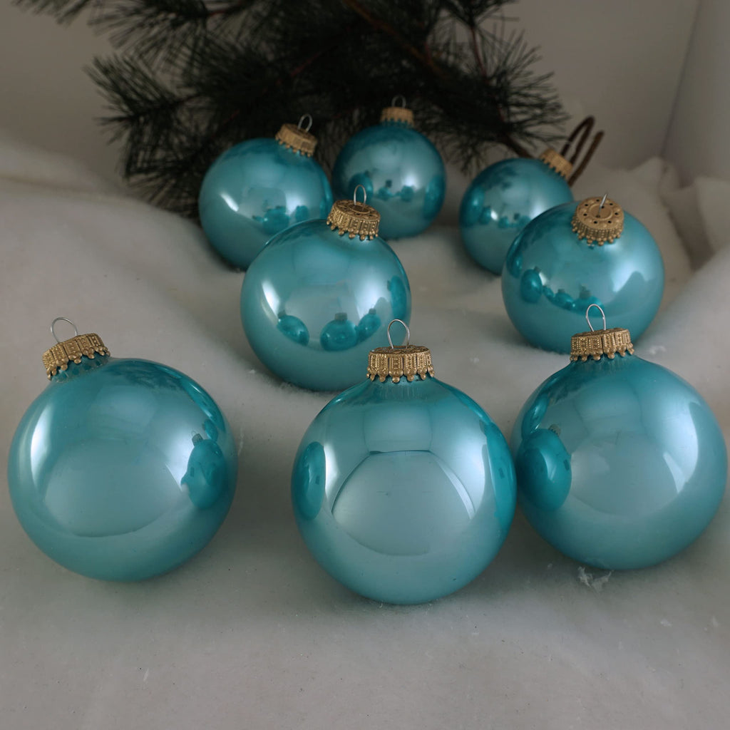 Christmas By Krebs 2 5/8" (67mm) Seamless Glass Ornament [8 Pieces], Decorated Designer Heirloom (Classic White Velvet)