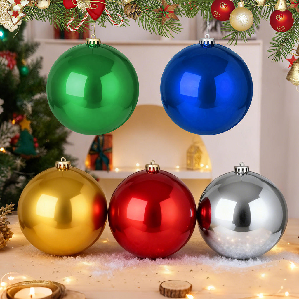 12 Pack 8 Inch Shatterproof Christmas Ball Ornaments, Assorted Glossy, Matte & Glitter Red Balls, Xmas Tree Decorations for Holiday Celebrations