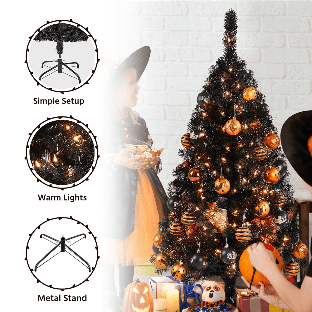 Alden Design 7.5ft Pre-Lit Fir Artificial Christmas Tree with Foldable Stand, White