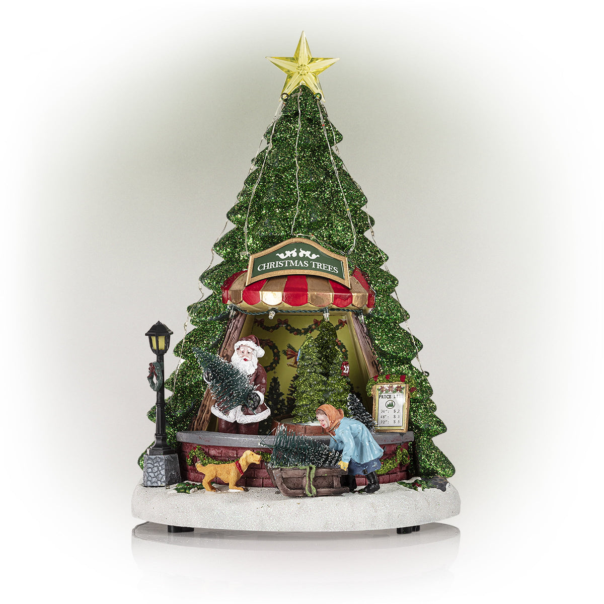 Alpine Corporation Animated Children Playing in Christmas Village Holiday Tabletop Decor with 26 Multicolor LED Lights and 5.9' Cord, 17" L x 11" W x 9" H