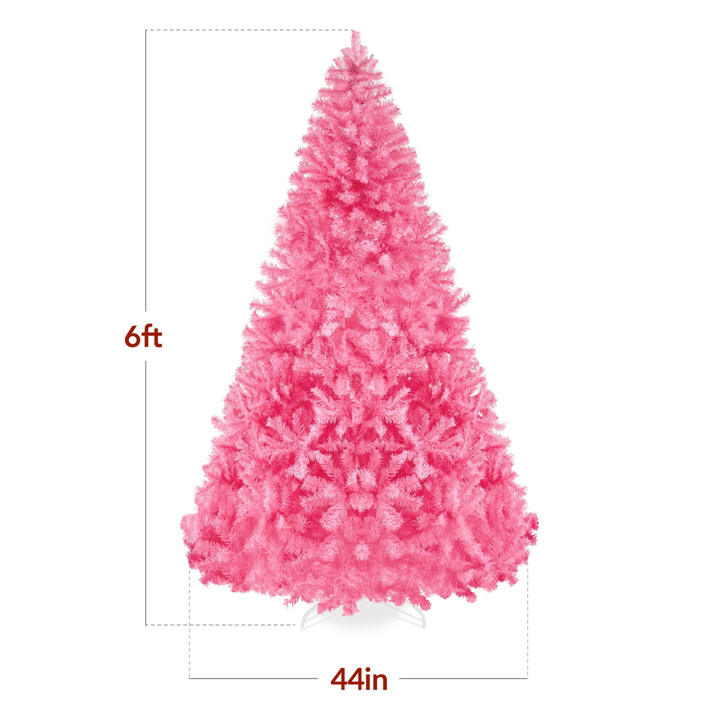 Best Choice Products Artificial Christmas Tree, 9ft Premium Unlit Pine Design, Dense Branches w/Easy Assembly - Pink