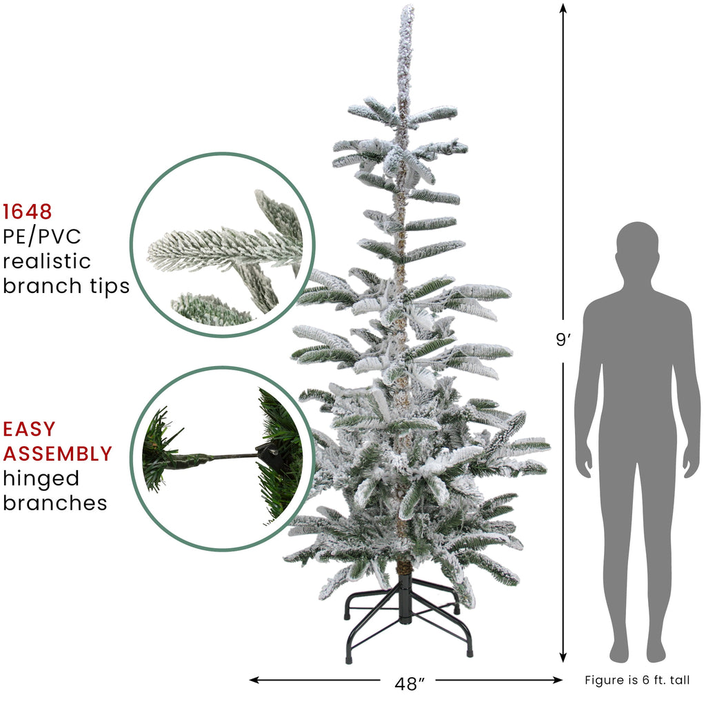 Northlight Real Touch™️ Slim Flocked Nordmann Fir Artificial Christmas Tree - 6.5' - Unlit