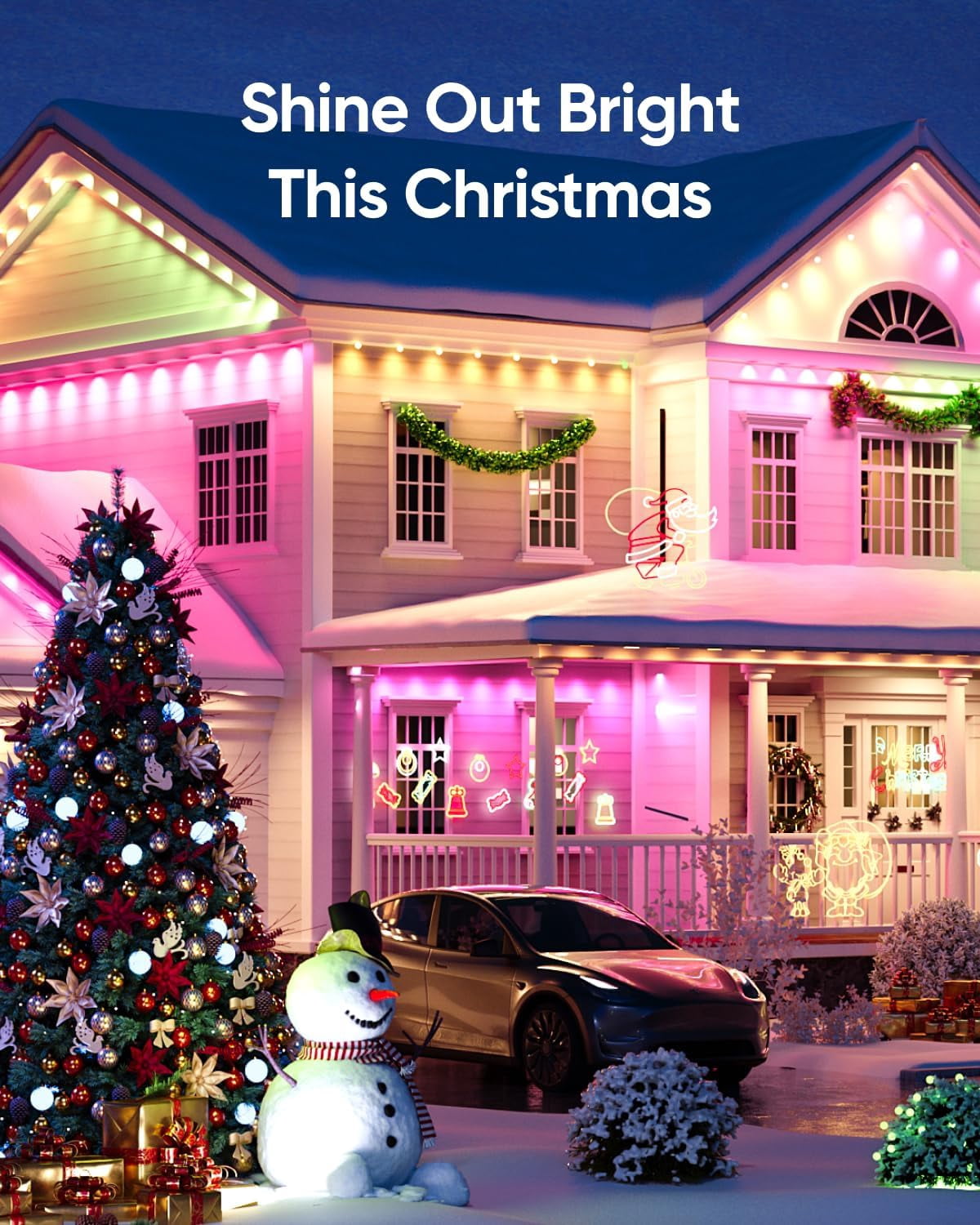 eufy Permanent Outdoor Lights E22, 50ft with 30 Triple-LED Lights, Smart RGBWW for Christmas, Daily and Holiday, IP67 Waterproof, AI Lighting Themes for Christmas Decorations, Links with Cameras