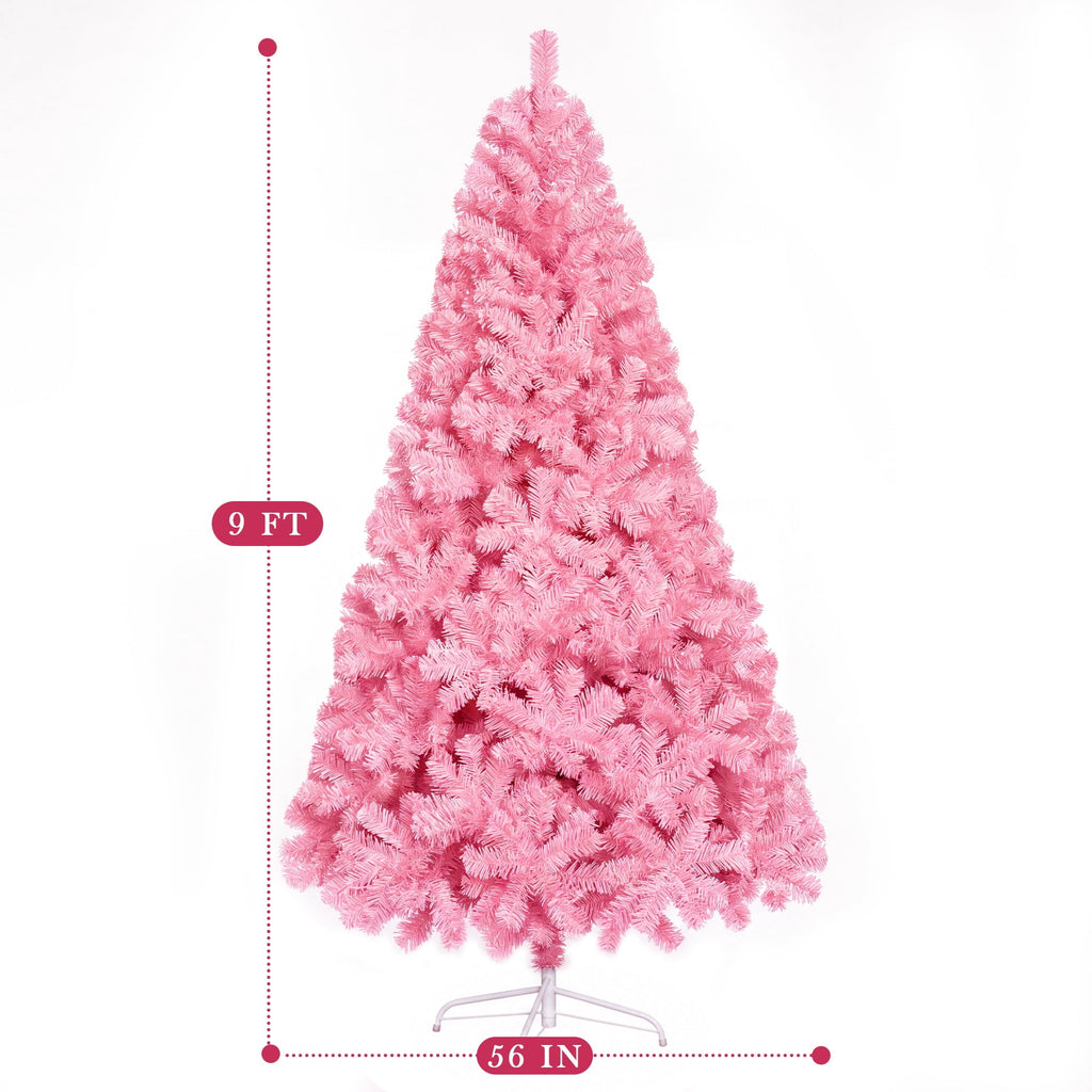 Yexmas 6ft Pre-Lit Pink Christmas Tree,Artificial Christmas Tree with 1000 PVC Branches,300 Multicolor Lights,Metal Hinges,Xmas Tree for Home,Holiday Party Decorations