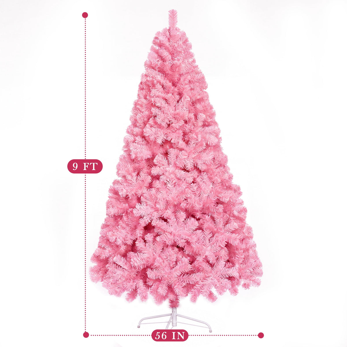 Yexmas 6ft Pre-Lit Pink Christmas Tree,Artificial Christmas Tree with 1000 PVC Branches,300 Multicolor Lights,Metal Hinges,Xmas Tree for Home,Holiday Party Decorations