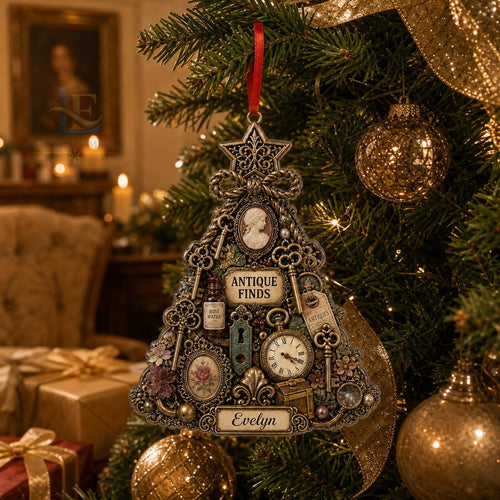 Christmas Ornament Acrylic Antique Finds Personalized Tree Hanging for Antiquing Lovers