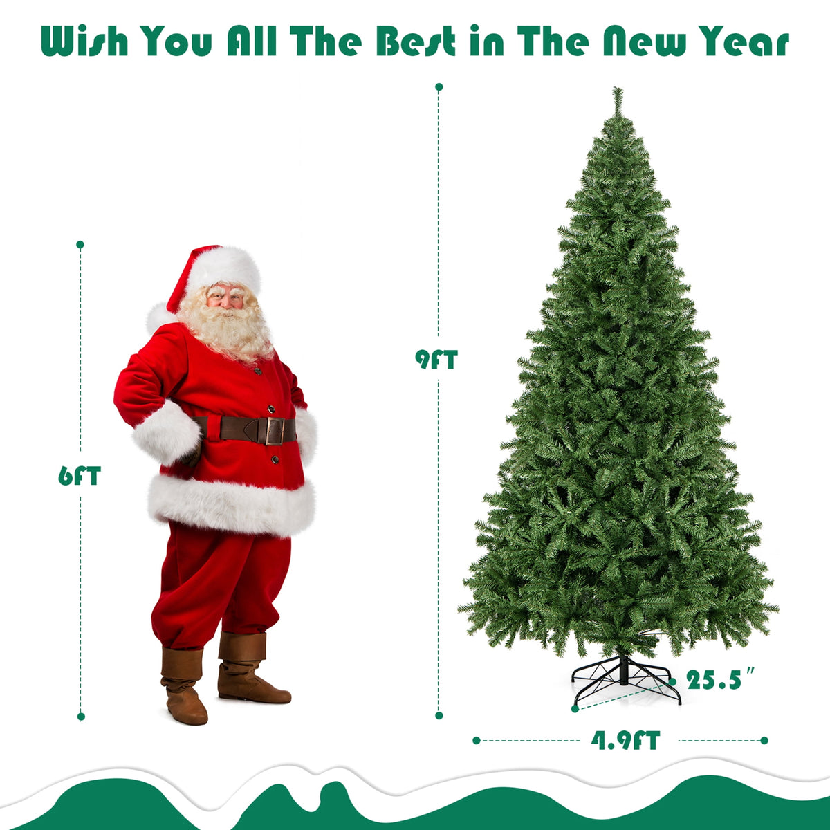 Gymax 7.5 ft Unlit Artificial Christmas Tree Hinged Spruce Xmas Tree w/ Metal Stand