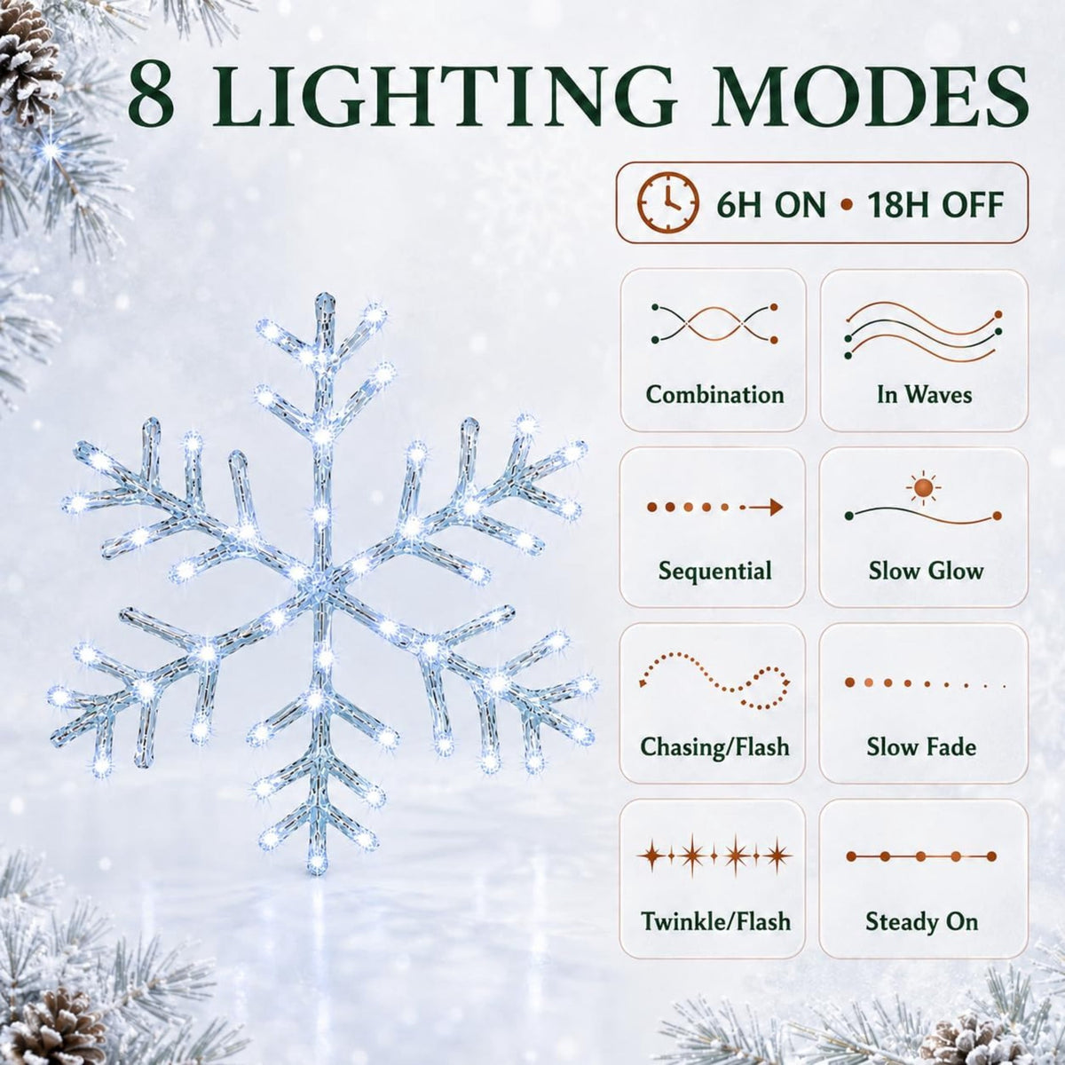 Christmas Snowflake LED Light Hanging Ornament Light Up Snow Flake Decorations Glowing Lighted Winter Holiday Decor Christmas Decoration