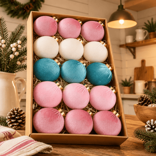 Christmas Ornaments Balls For Tree - 15pink & Teal Shatterproof Xmas Decorations Multicolor Beige 80mm 3.15inch