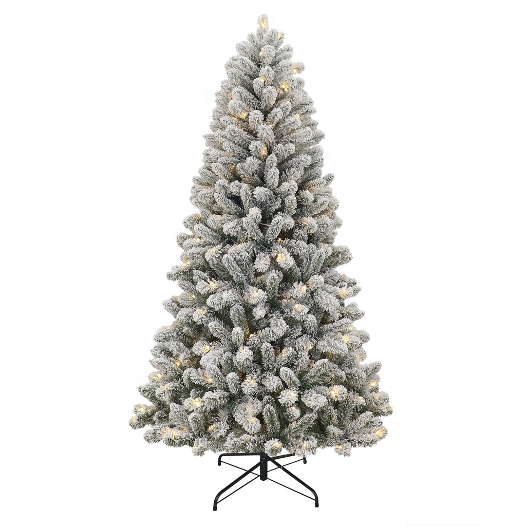6.5' Pre-Lit Frisco Pine Snow-Flocked Green Artificial Christmas Tree with 250 Color-Changing LED Lights and Stand, by Holiday Time