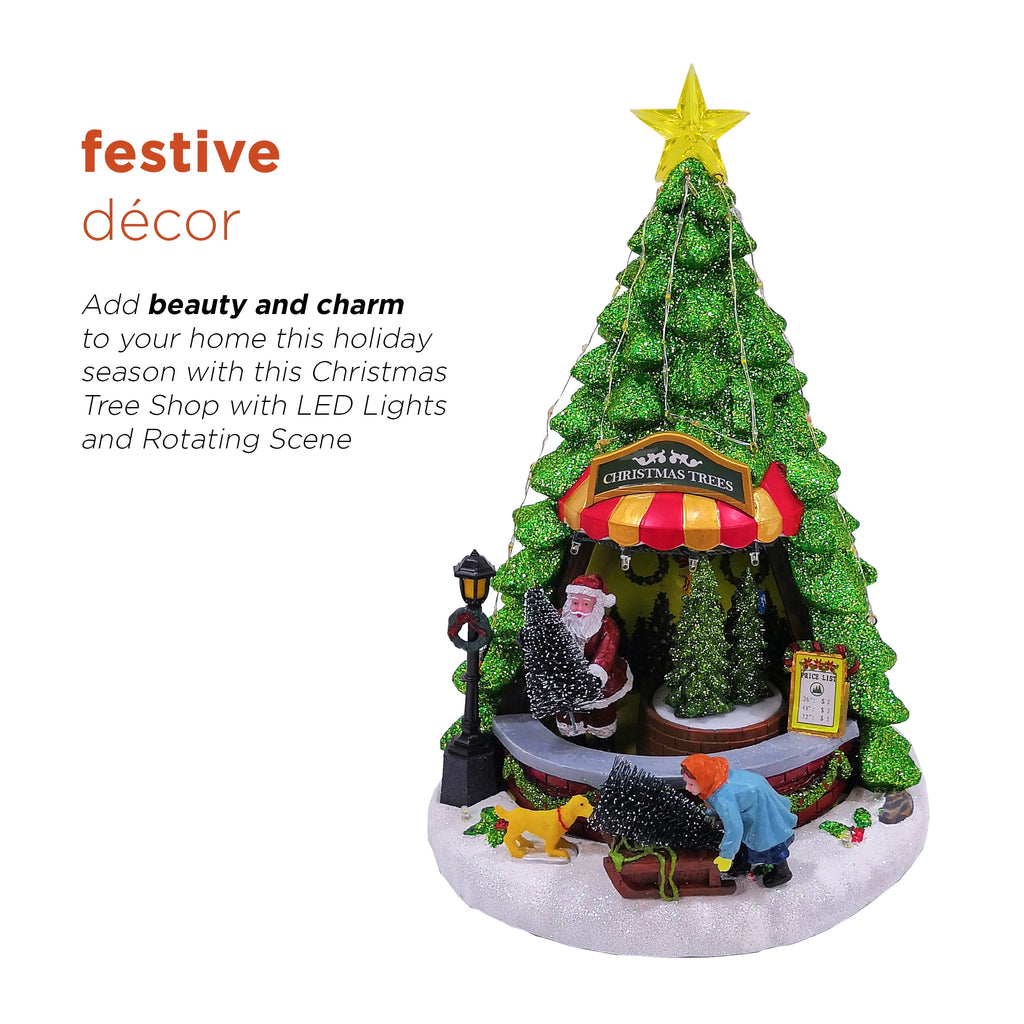 Alpine Corporation Animated Children Playing in Christmas Village Holiday Tabletop Decor with 26 Multicolor LED Lights and 5.9' Cord, 17" L x 11" W x 9" H