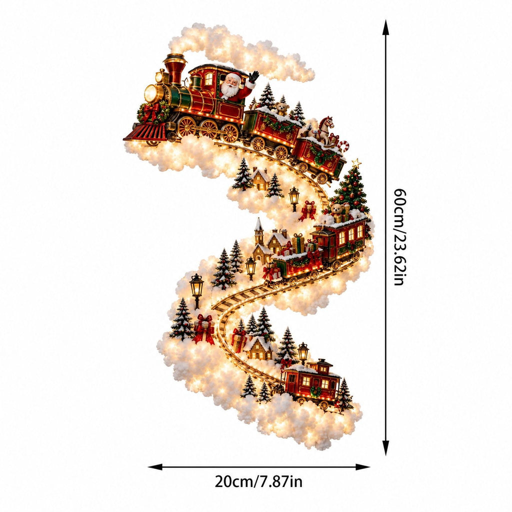 5Pcs Christmas Stair Banister Decoration Lighted Santa Snow Scene Garland for Stair Railing Indoor Holiday Home Ornament