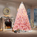 6FT Pre-Lit Snow Flocked Christmas Tree, Pink Gradient Design with 250 RGB & Warm White LED Lights, Sturdy Foldable Metal Stand for Living Room, Office & Holiday Display
