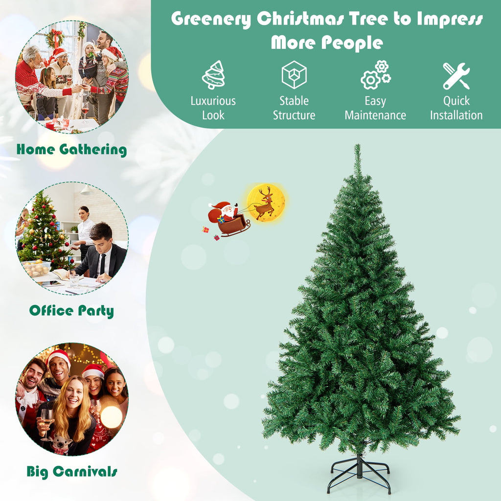 Costway 7.5FT PVC Christmas Tree 1346 Tips Hinged Solid Metal Leg
