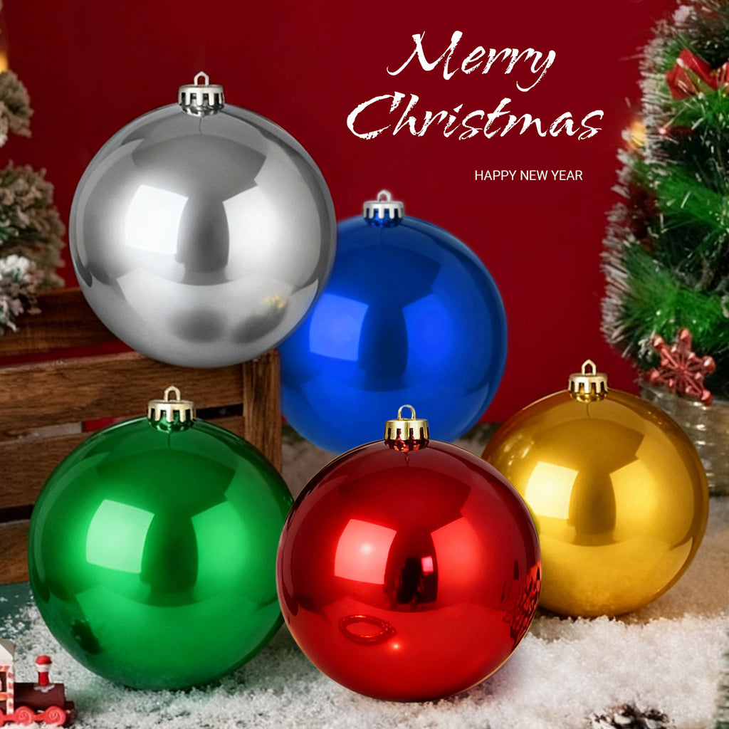 12 Pack 8 Inch Shatterproof Christmas Ball Ornaments, Assorted Glossy, Matte & Glitter Red Balls, Xmas Tree Decorations for Holiday Celebrations