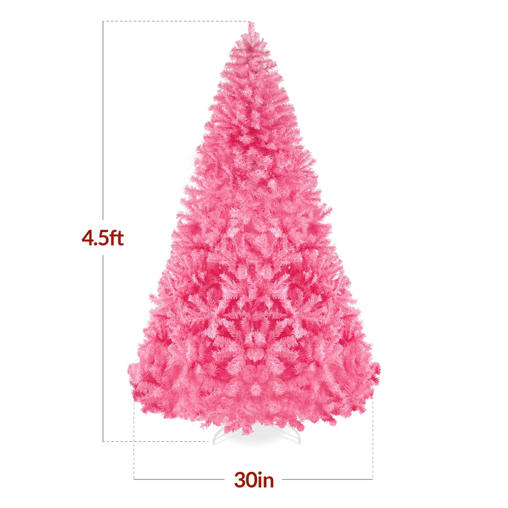 Best Choice Products Artificial Christmas Tree, 9ft Premium Unlit Pine Design, Dense Branches w/Easy Assembly - Pink