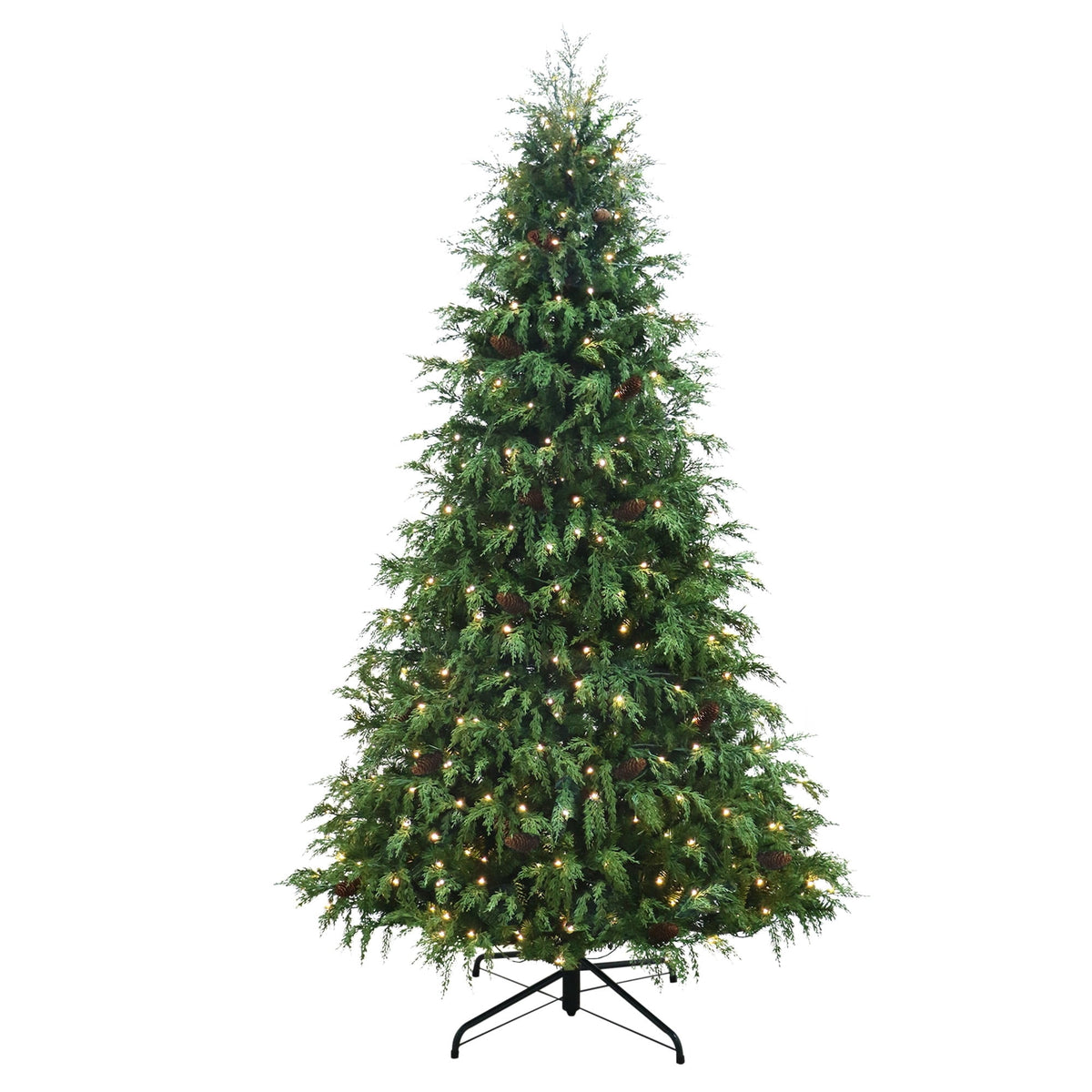 7.5' Pre-Lit Cedar Green Artificial Christmas Tree with 400 Warm White Twinkle LED Lights and Stand, by Holiday Time