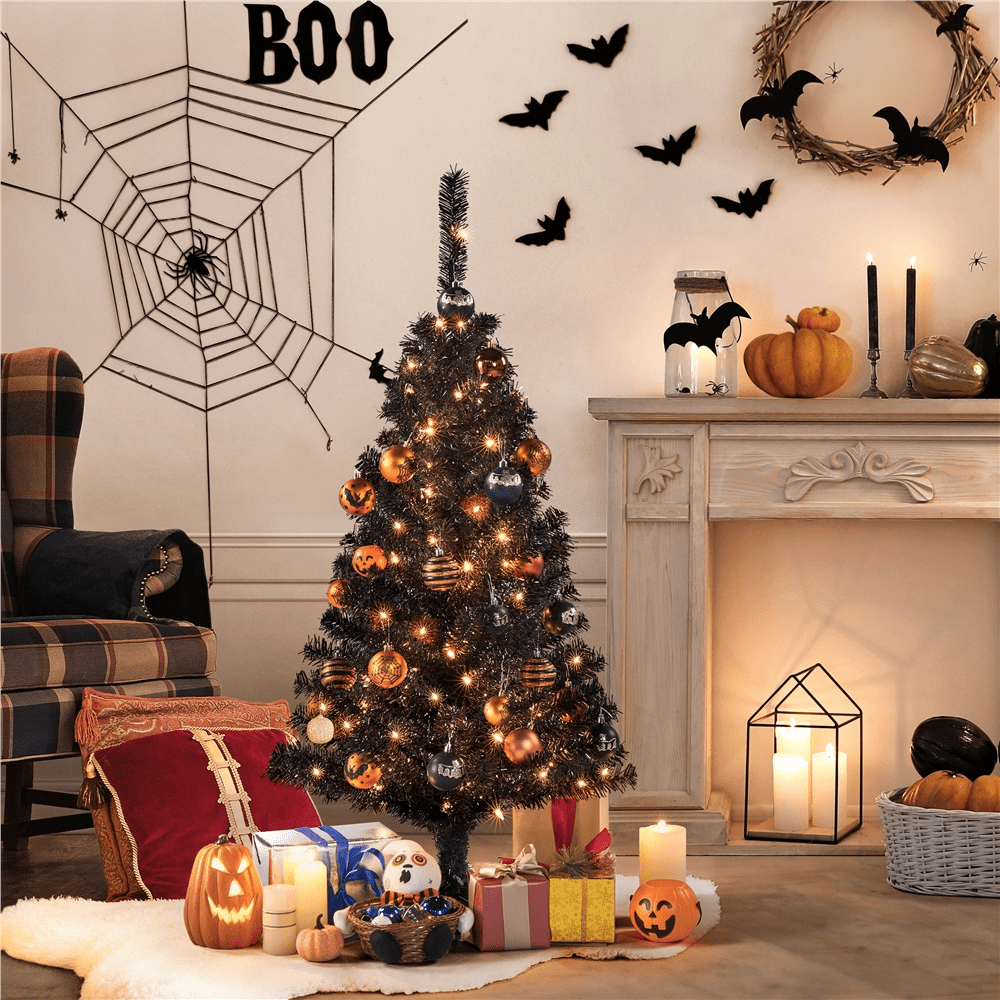 Alden Design 7.5ft Pre-Lit Fir Artificial Christmas Tree with Foldable Stand, White