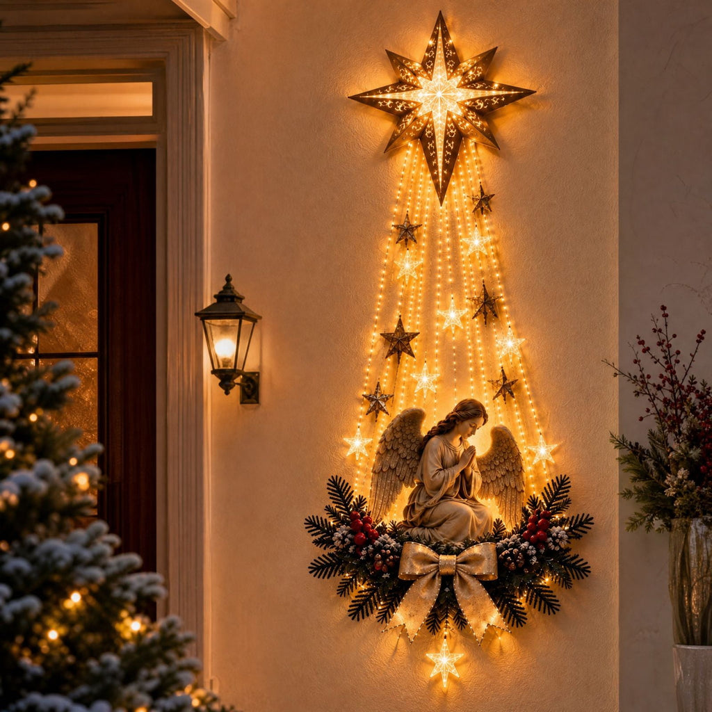 5Pcs Christmas Stair Banister Decoration Lighted Santa Snow Scene Garland for Stair Railing Indoor Holiday Home Ornament