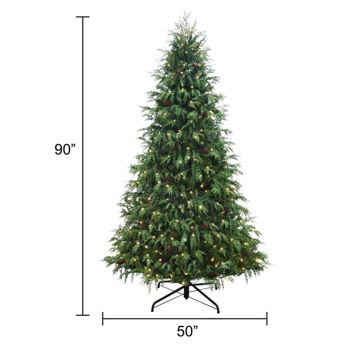 7.5' Pre-Lit Cedar Green Artificial Christmas Tree with 400 Warm White Twinkle LED Lights and Stand, by Holiday Time