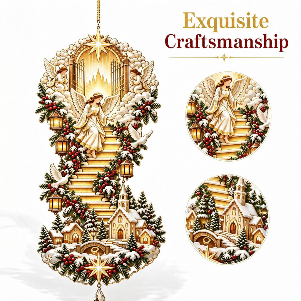 5Pcs Christmas Stair Banister Decoration Lighted Santa Snow Scene Garland for Stair Railing Indoor Holiday Home Ornament